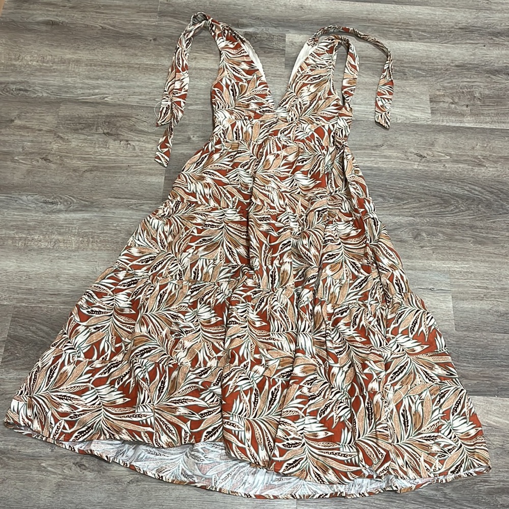 House of Harlow 1960 Midi Tank Tie Shoulder Boho Floral Dress Women’s Size Med